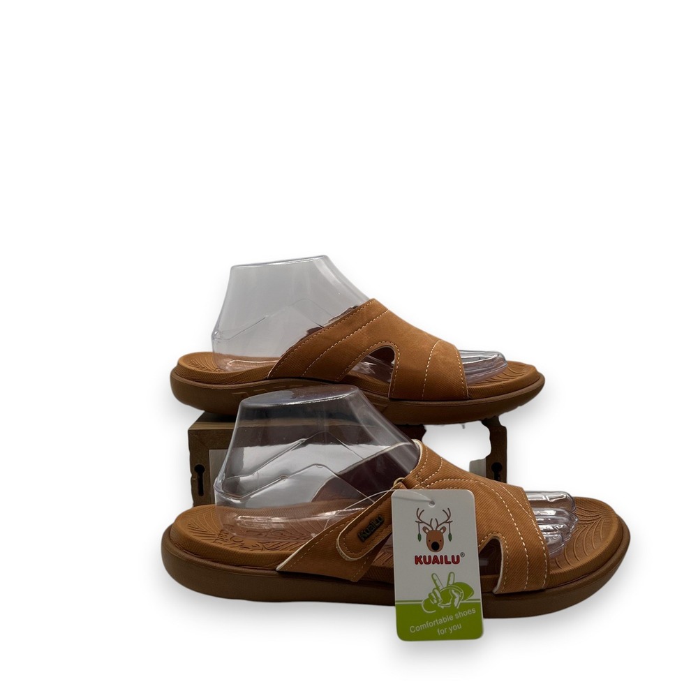 NWT Kuailu Orthotic Slides Women Size 10 Brown Comfort Casual Gorpcore Travel